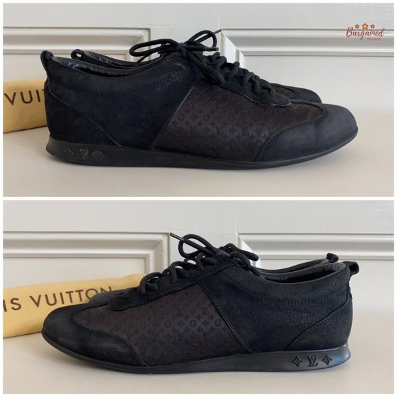 Authentic Louis Vuitton Black Monogram Laminated Suede Low Top Sneakers 38.5/8.5 - Picture 6 of 13